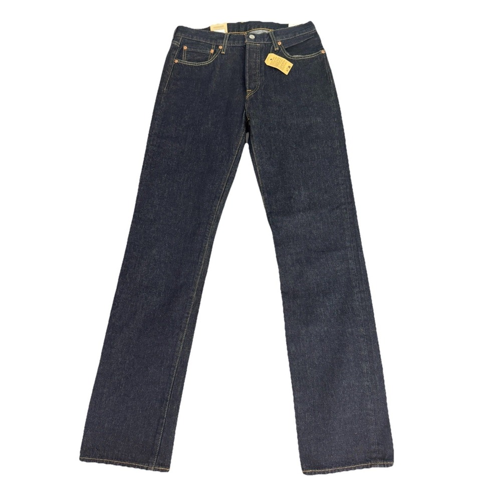 Levis 501 Jeans Original Straight Leg Button Fly 100% Cotton Dark Wash W33X36L - Picture 2 of 16